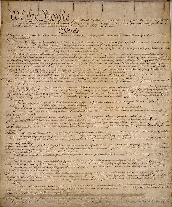 First page of the Constitution of the United States.